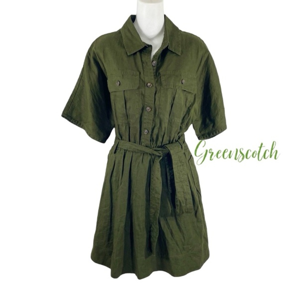 NWOT Banana Republic safari green belted shirt dress Medium